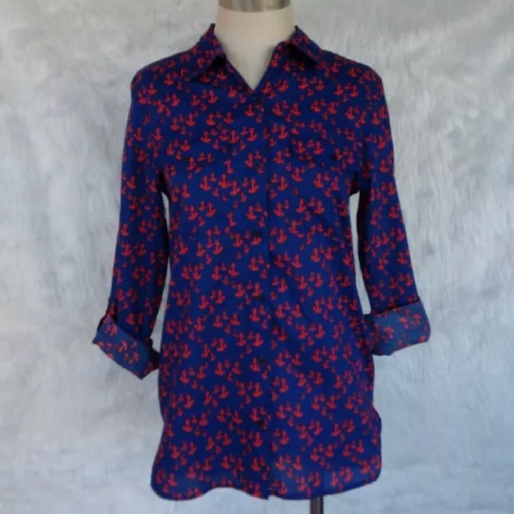 TOMMY HILFIGER ANCHOR PRINT BUTTON  DOWN COLLARD SHIRT SAIL AWAY NWT